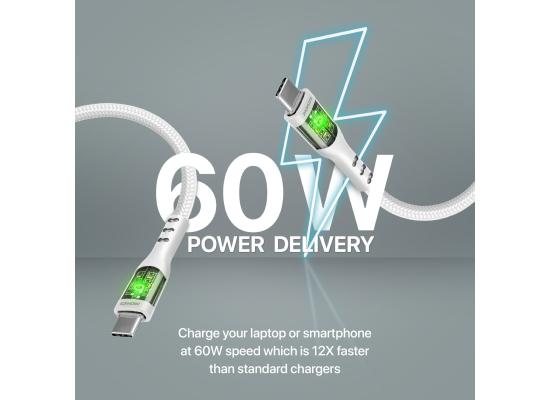 Promate TransLine-CC Type-C Cable, Ultra-Fast 60W Power Delivery Type-C Cable 